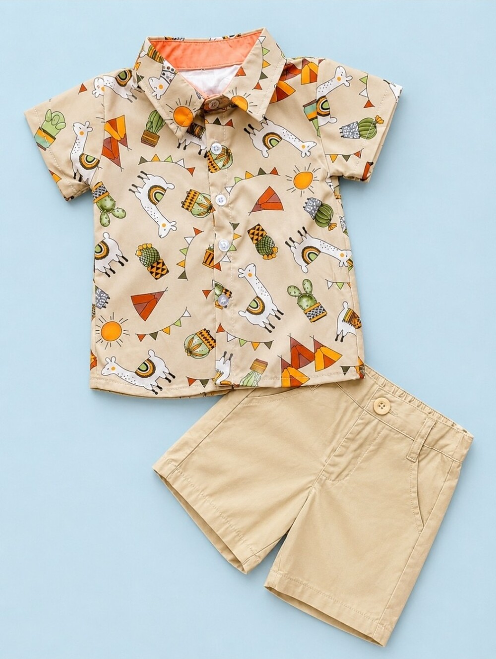 Boho Llama Boys Shorts Set